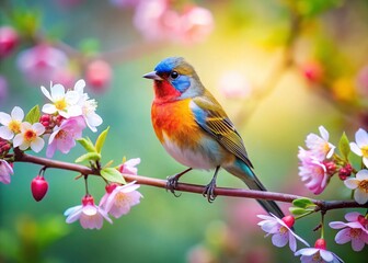 Spring Bird on Branch - Candid Wildlife Photography