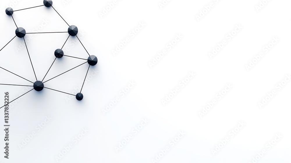 Aufkleber abstract network structure with black nodes on white background