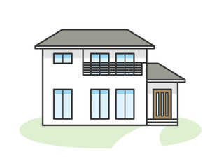 和モダンでオシャレな一戸建ての家のイラスト