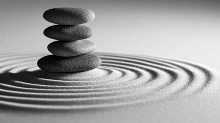 Balanced stones on a sand circle