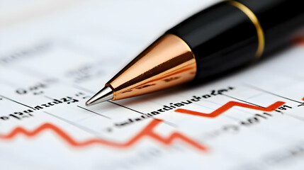 Declining Financial Chart With Pen