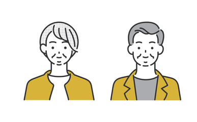 ほっこり笑顔！シニア夫婦イラスト