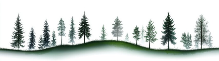 Serenity of a Minimalist Forest Silhouette Against a Soft Background