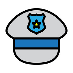 Police Cap Vector Filled Icon Design