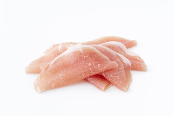 白背景に生ハムロースのスライス