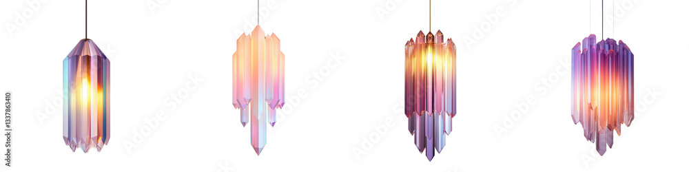 Poster an array of stylish and contemporary pendant lighting fixtures featuring striking abstract shapes an