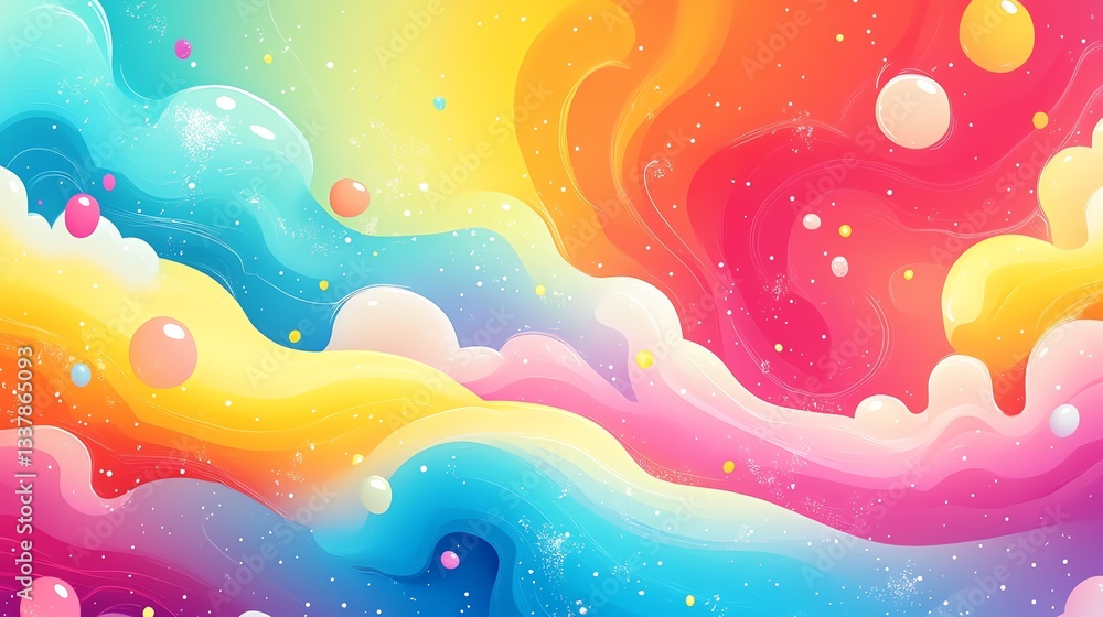 Poster Colorful Abstract Background with Flowing Lines and Sparkles for Creative Projects