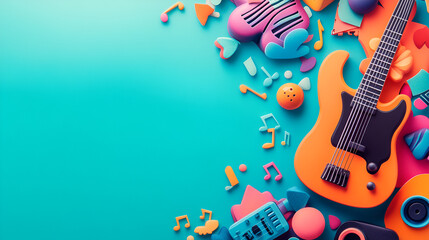 international music day background concept with space ai generative