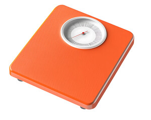 Bright Orange Retro-Style Bathroom Scale for Weight Measurement On Isolated White Background