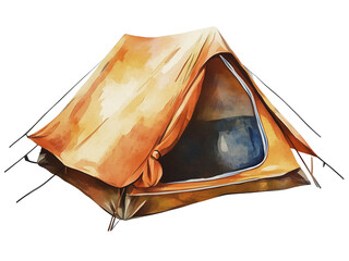 Camping tent, watercolor style, isolate on white background