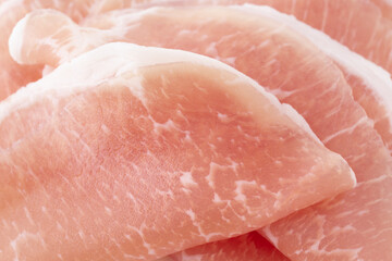 生ハムロースのスライスのクローズアップ