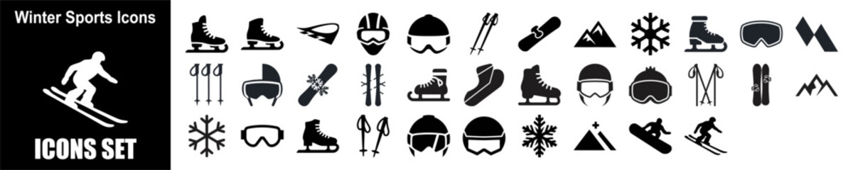 Hockey & Winter Sports Icon Set – Ice, Skating, and Olympic Games
