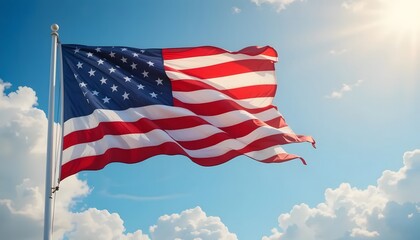 Fototapeta premium Glorious Fireworks Illuminate the American Flag on Independence Day