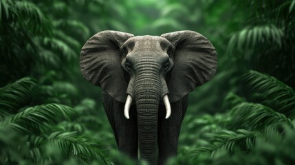 Elephant in the jungle. Wildlife animal in natural habitat. Concept of nature, conservation, and safari adventure.