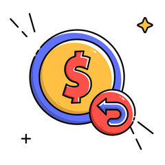 Refund money icon in filled line style, use for website mobile app presentation