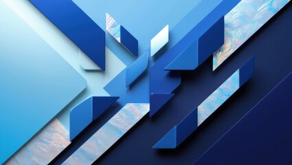 Obraz premium Abstract Geometric Design with Deep Blues and Light Blues