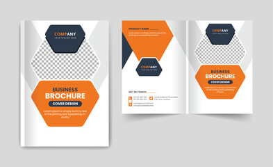 Template vector design for Brochure, Annual Report, Magazine, Poster, Corporate Presentation, Portfolio, Flyer, infographic, layout modern with blue color size A4, Front and back, Easy to use