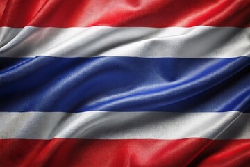 Fototapeta premium Thailand Flag: Vibrant Red, White, and Blue Stripes on Fabric Background