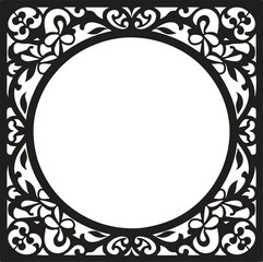 Decorative floral pattern laser cut frame  design vector illustration