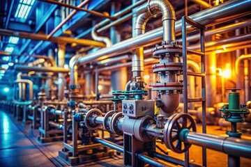 Tilt-Shift Photography: Industrial Plant Steel Pipes & Machinery