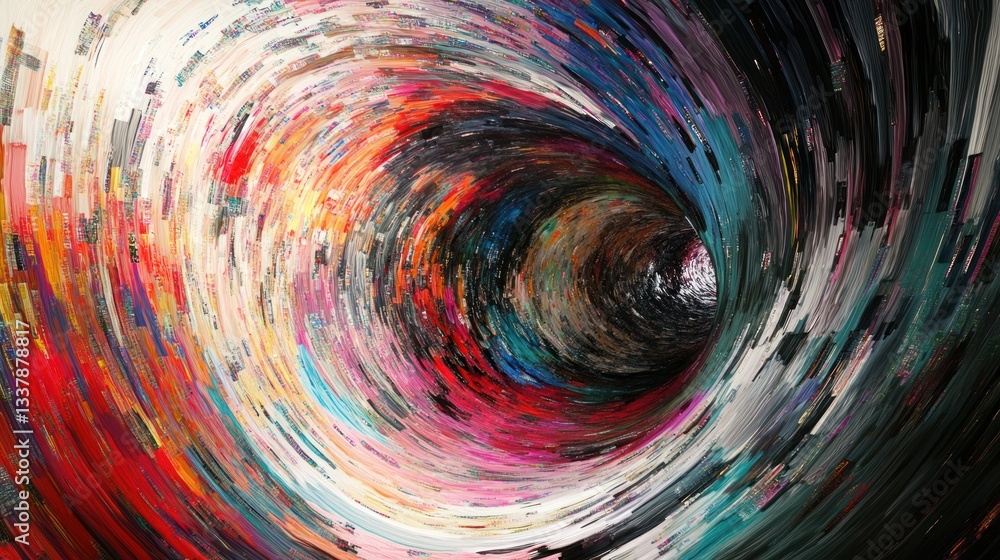 Leinwandbilder abstract swirling vortex of vibrant colors creating a tunnel-like effect.
