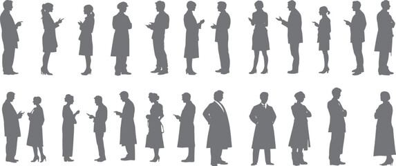 A professional set of doctor silhouettes in different confident postures, symbolizing medical expertise. Ideal for hospital branding, health posters, and clinic signs.