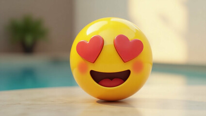 Expressive yellow emoji with red heart eyes displaying endearment and affection