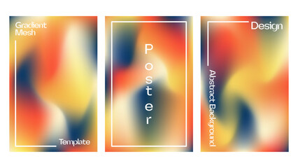 colorful abstract gradient mesh background set, for poster template