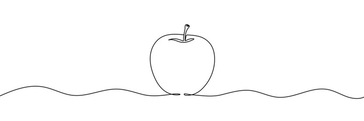 Apple continuous line drawing, Hand drawn Editable stroke