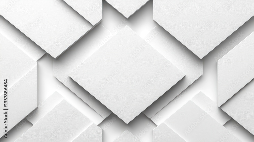 Fototapete abstract white geometric pattern with overlapping squares and rhombuses creating a textured backgrou