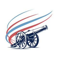 Fototapeta premium Old cannon Logo icon silhouette Vector illustration Isolated on a transparent background