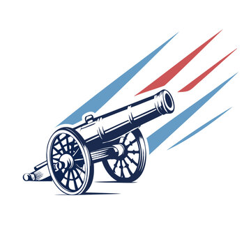 cannon firing blue red streaks clip art preview