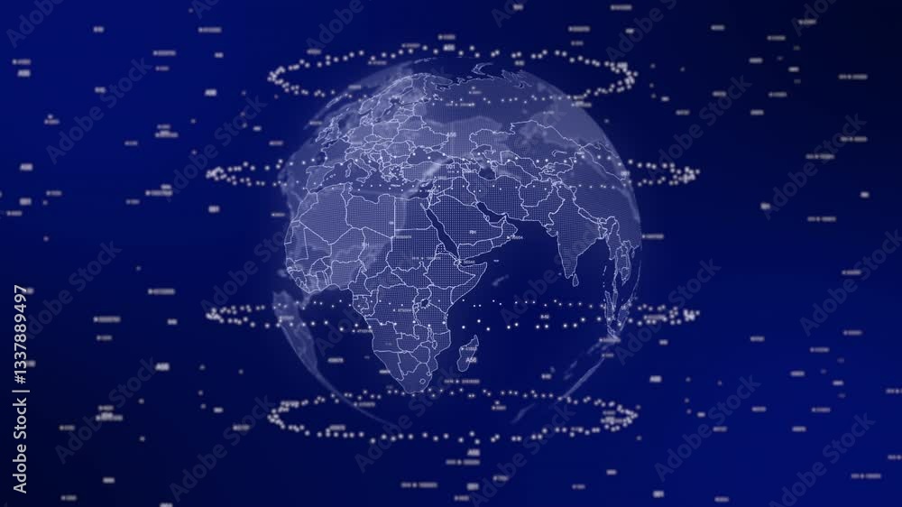 Poster eritrea country emerges on rotating digital globe, surrounded by energy particles, illustrating adva