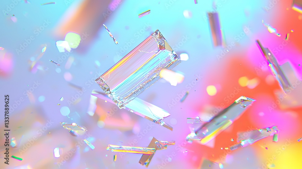 Poster dynamic hyperfluid surface with mirrorlike irid artscale abstract digital art vibrant close-up visua