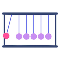 This is an abstract and colorful depiction of Newton's cradle showing a physics concept.