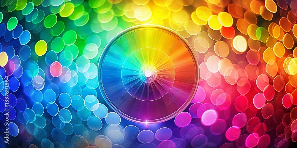 Poster vibrant color wheel bokeh: circular spectrum gradient design