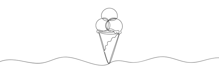 One continuous line drawing of ice cream