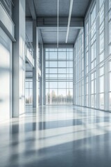 Fototapeta premium Modern Architecture: Spacious Interior with Expansive Windows
