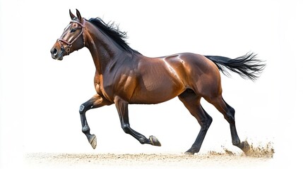 Obraz premium Bay sport horse isolated on white background 