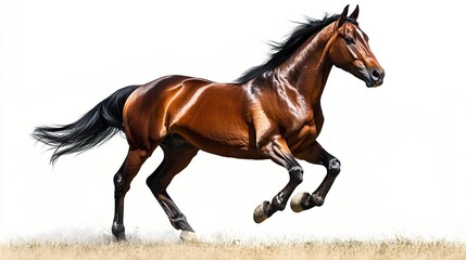 Obraz premium Bay sport horse isolated on white background 