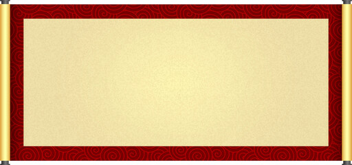 Chinese Traditional Scroll, Elegant Oriental Banner with Classic Patterns, suitable for various Oriental and Chinese-style designs, as well as festivals and celebrations.