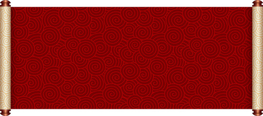 Chinese Traditional Scroll, Elegant Oriental Banner with Classic Patterns, suitable for various Oriental and Chinese-style designs, as well as festivals and celebrations.