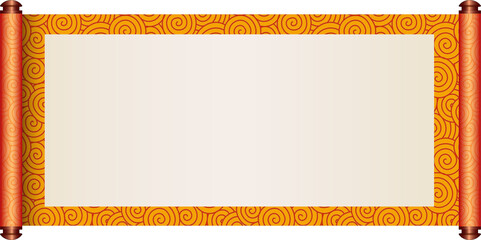 Chinese Traditional Scroll, Elegant Oriental Banner with Classic Patterns, suitable for various Oriental and Chinese-style designs, as well as festivals and celebrations.