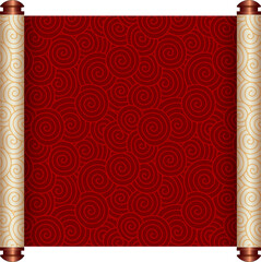 Chinese Traditional Scroll, Elegant Oriental Banner with Classic Patterns, suitable for various Oriental and Chinese-style designs, as well as festivals and celebrations.