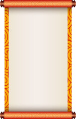 Chinese Traditional Scroll, Elegant Oriental Banner with Classic Patterns, suitable for various Oriental and Chinese-style designs, as well as festivals and celebrations.