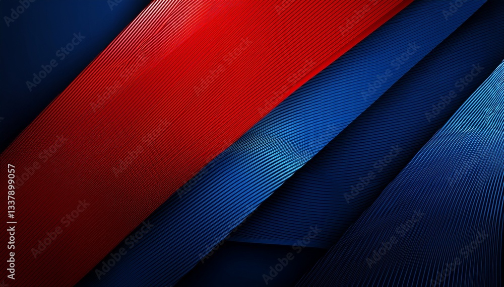Aufkleber blue and red geometric abstract background overlaps layer on dark space with diagonal lines decor