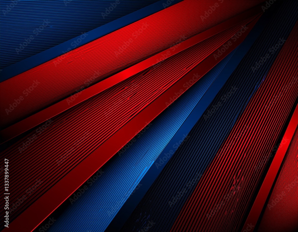 Aufkleber blue and red geometric abstract background overlaps layer on dark space with diagonal lines decor