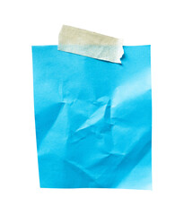 crumpled note paper with tape isolated 