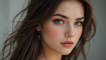Fototapeta premium Elegant Portrait with Soft Lighting and Natural Beauty