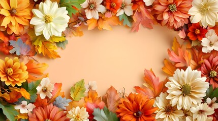Autumnal Floral Frame: A Symphony of Fall Colors